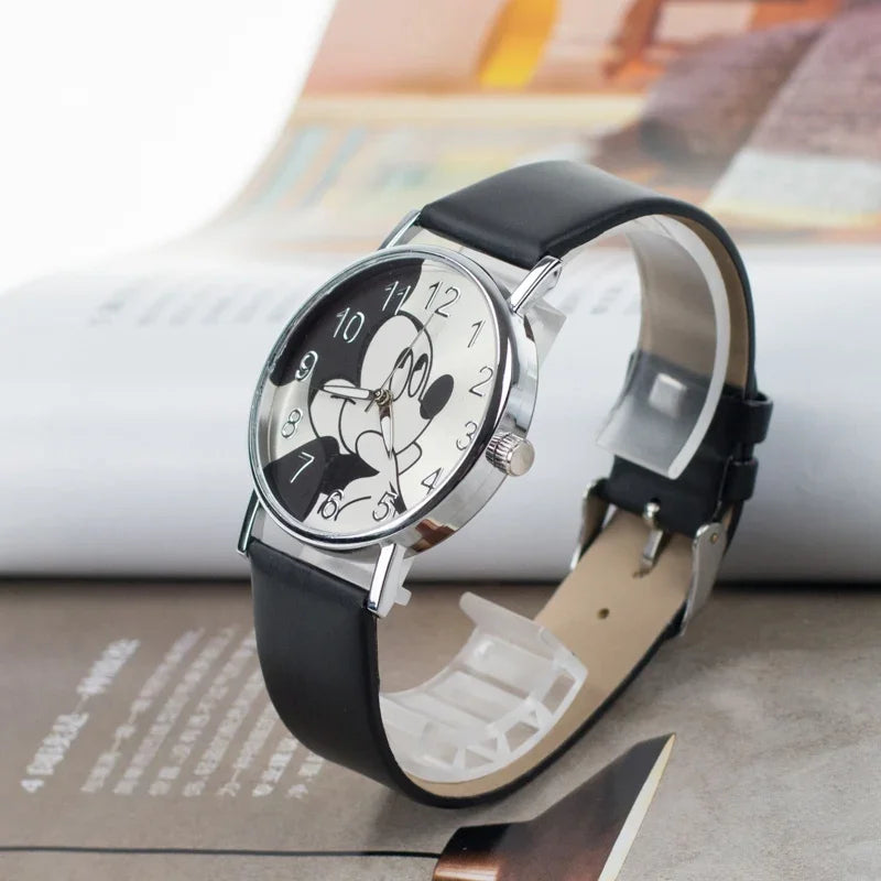 Disney Mickey Children's Watches For Kids Leather Strap Ladies