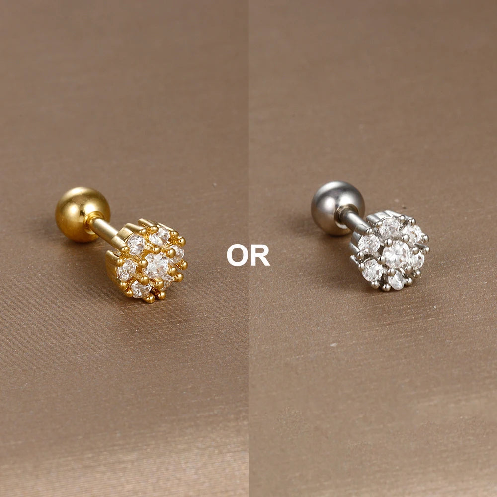 1PC  Stainless Steel Mini Zircon Cartilage Piercing Stud Earring