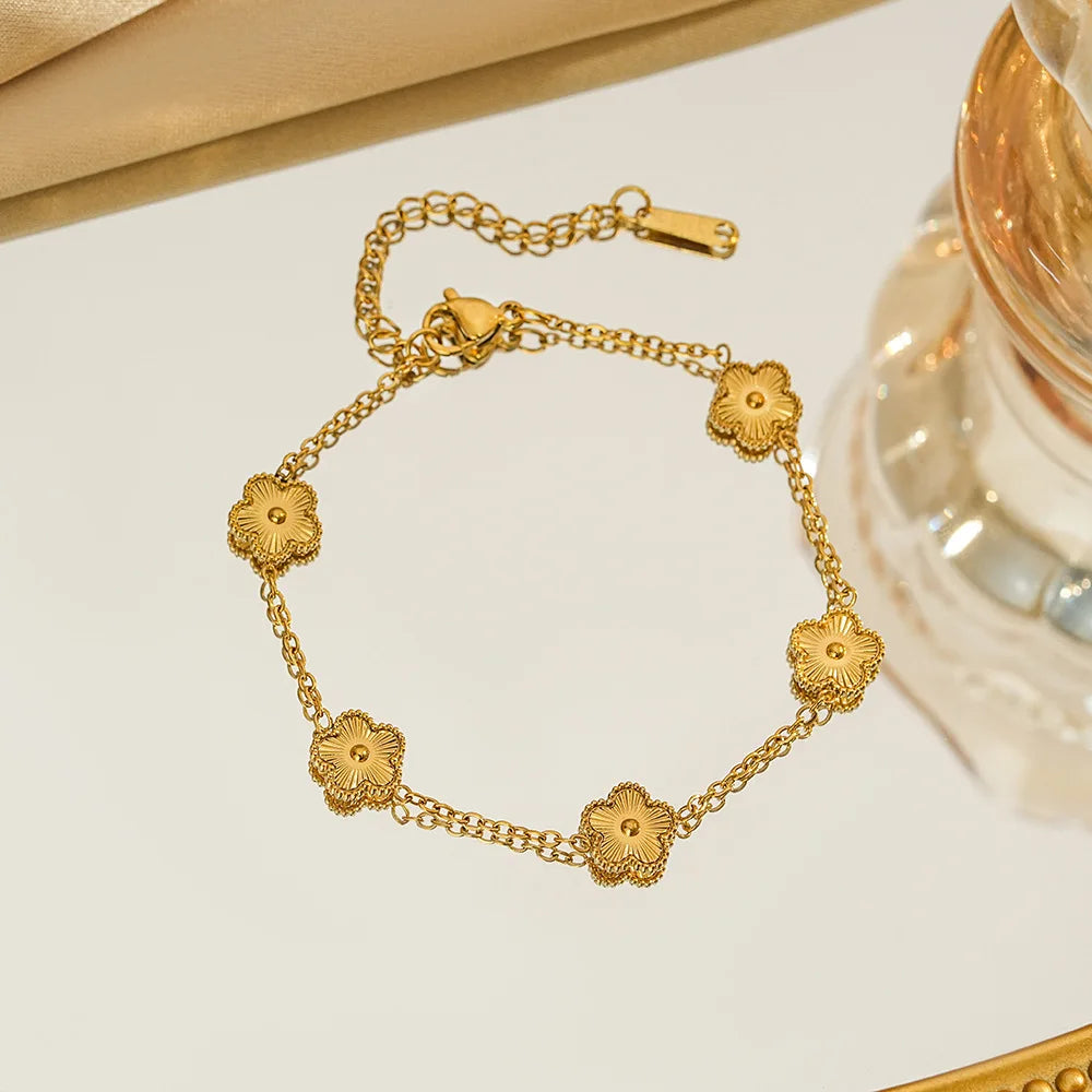 Fashion Flower Stainless Steel Bracelets For Women