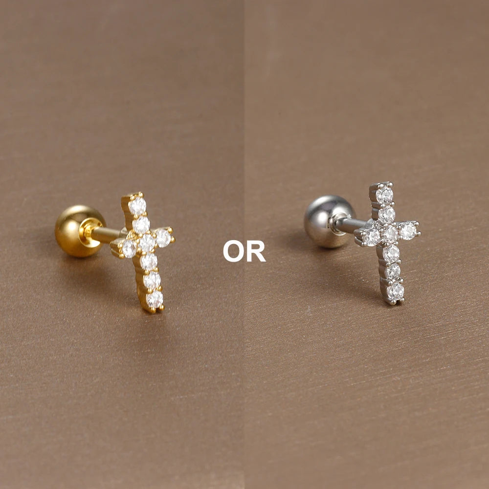 1PC  Stainless Steel Mini Zircon Cartilage Piercing Stud Earring