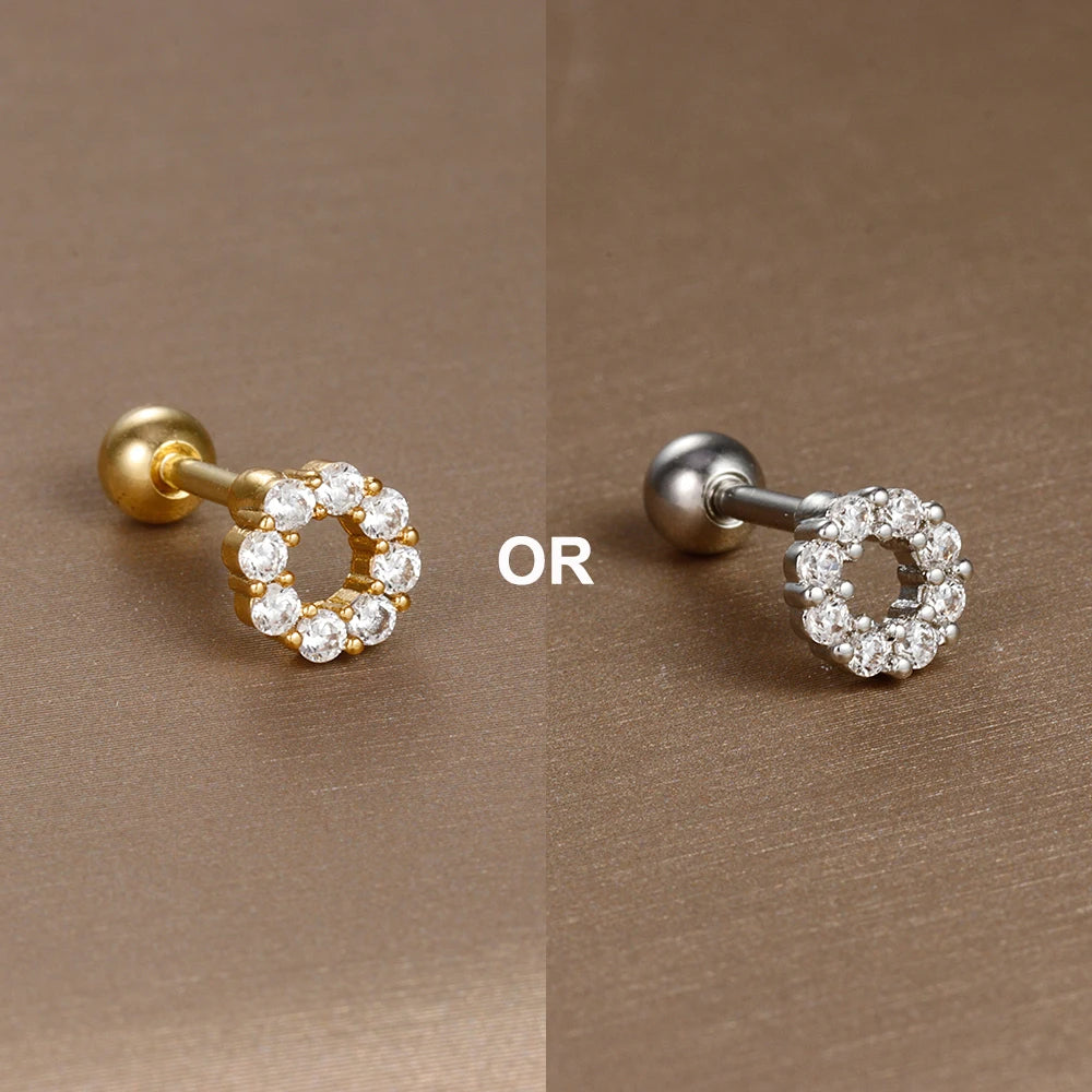 1PC  Stainless Steel Mini Zircon Cartilage Piercing Stud Earring