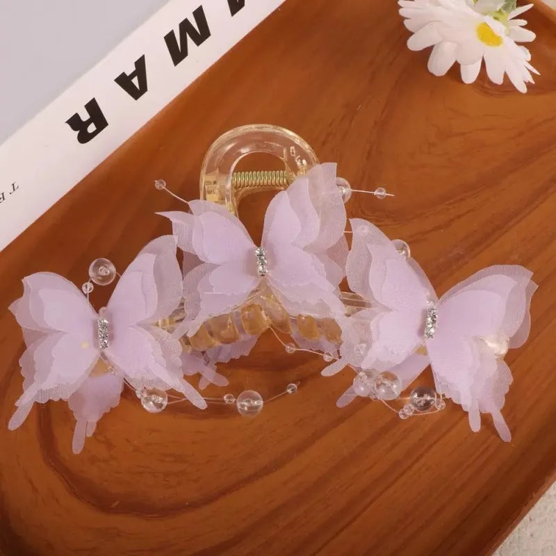 Light Blue/Pink Sheer Butterfly Claw Clip