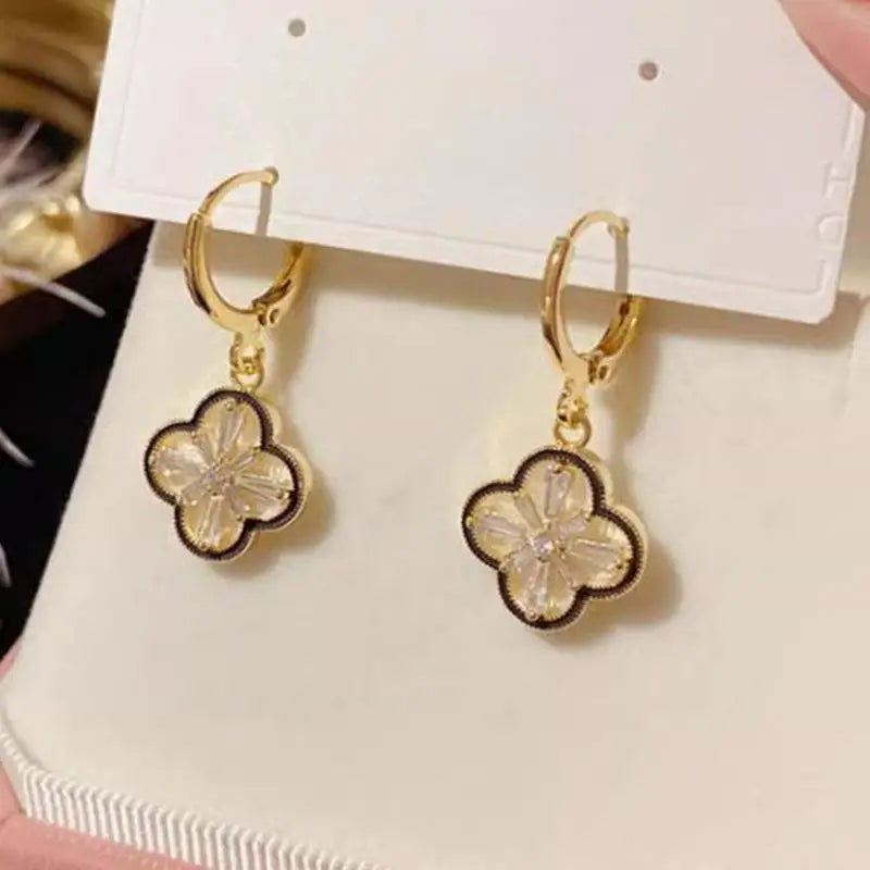 Plated Copper Zircon Four-Leaf Clover