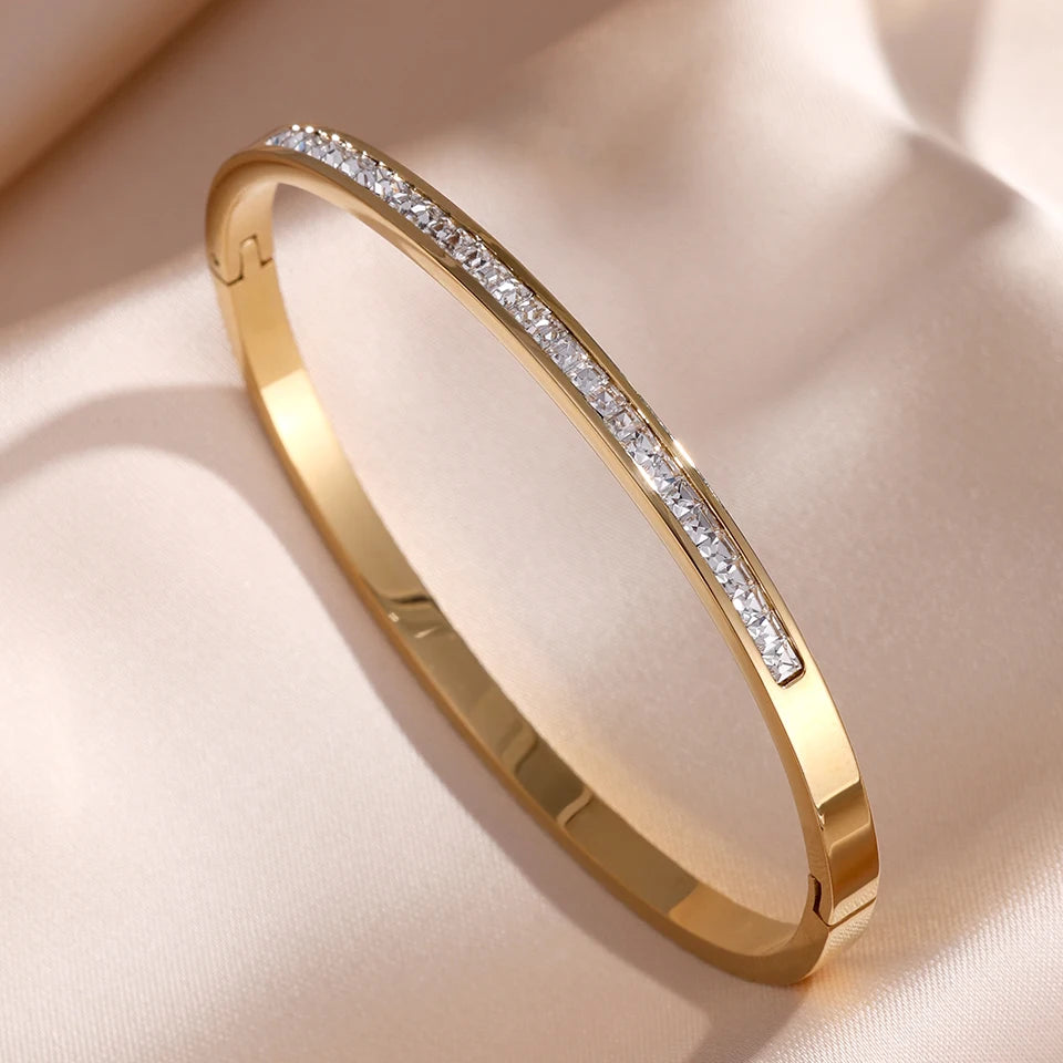 5/1pcs Sparkling Zirconia Inlaid Stainless