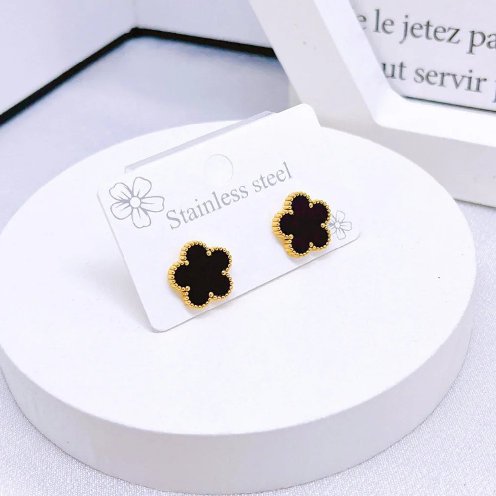 IFYOUOO Necklace Bracelet Earrings Set Luxury Plum Blossom Plant Five Leaf Flower for Women Gift Jewelry