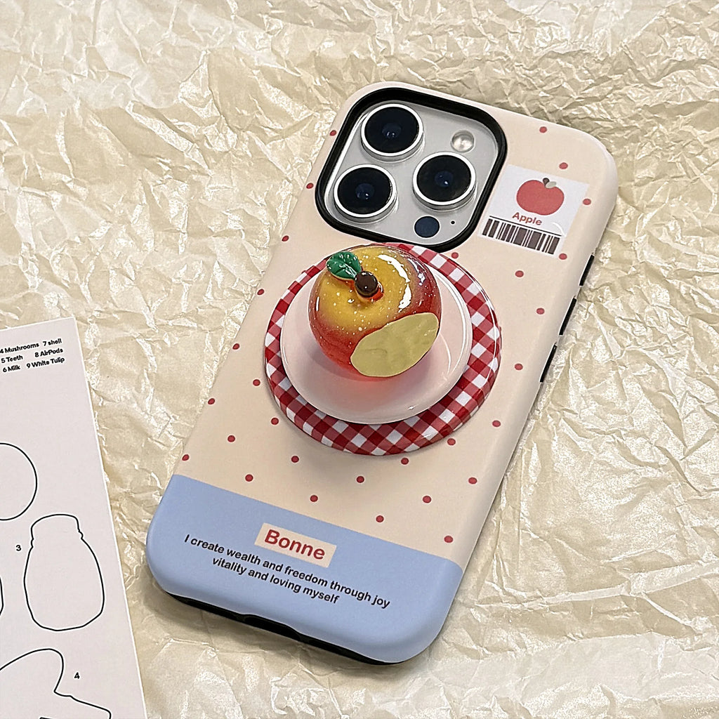 Polka Dots 3D Luminous Crystal Apple Lattice Bracket Magnetic