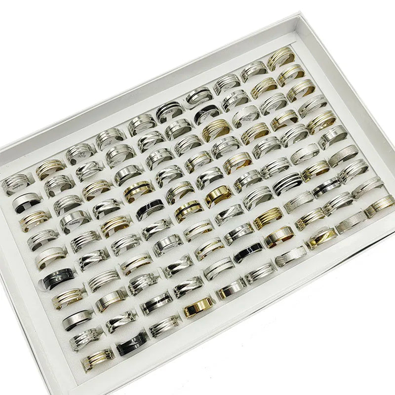 20pcs/Lot Factory Wholesale Hot Mix Style Simple Stainless Steel Finger Rings Men Women