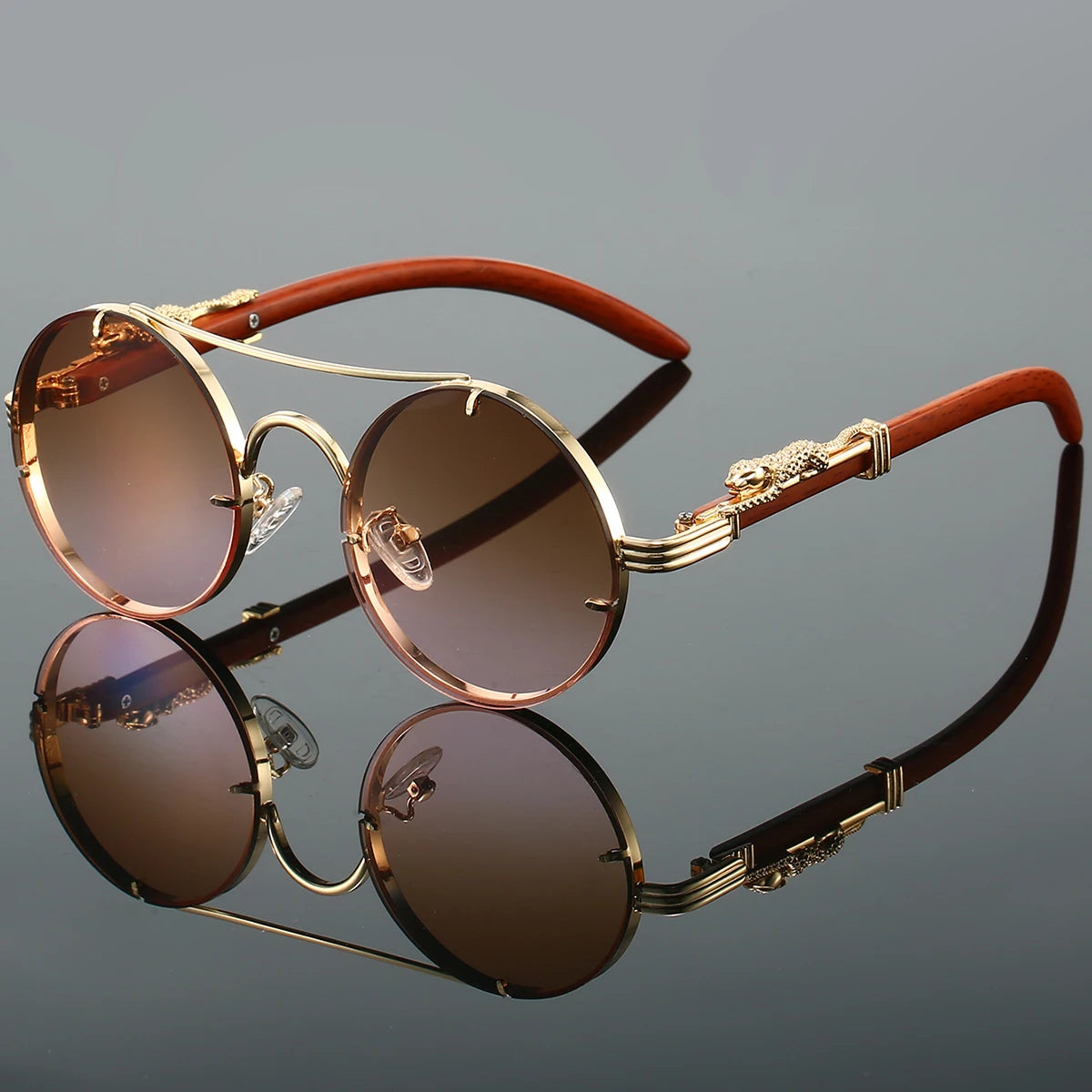Vintage Round Sunglasses Fashion Double Multicolor