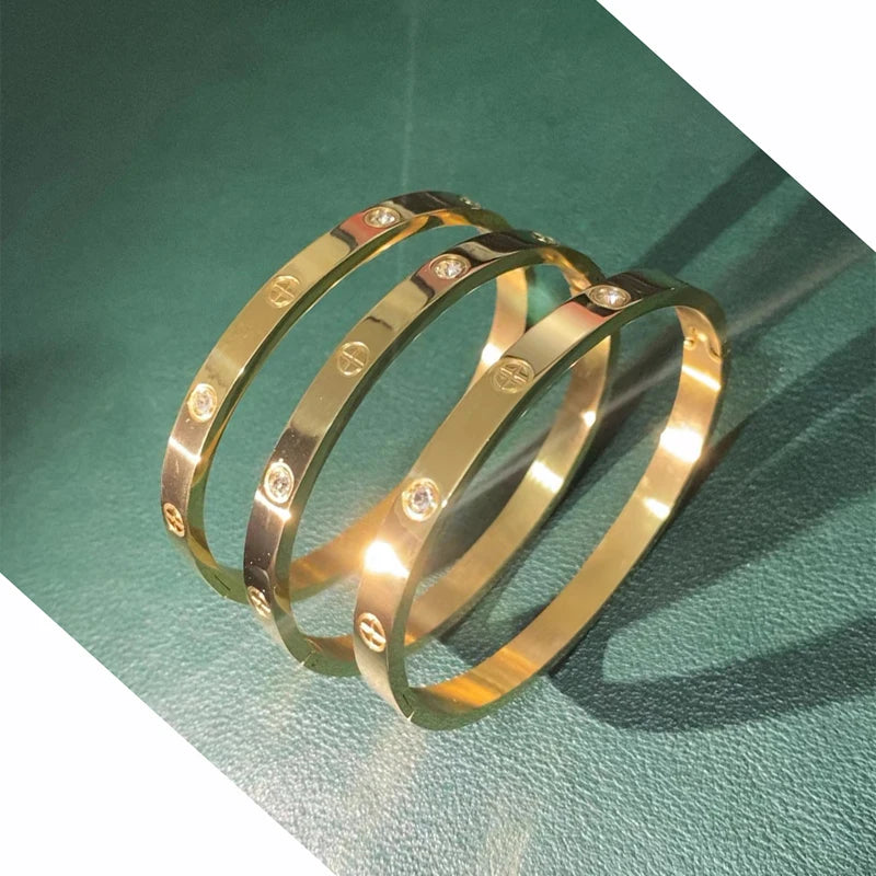 New Design Gold Color Zircon And Cross Nut Nail Bracelet & Bangleg