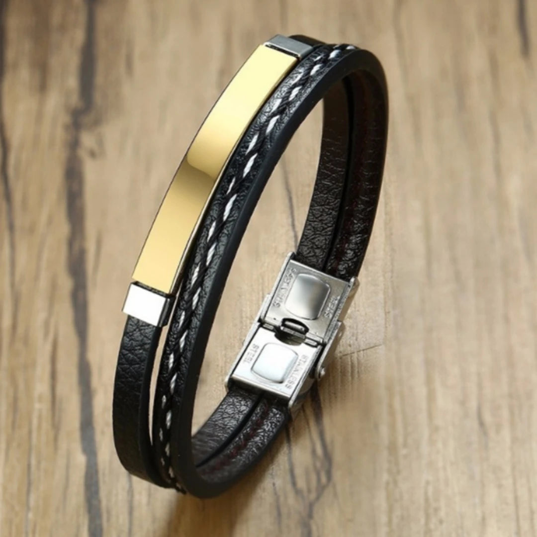 New Trendy Men Leatherwear Weave Bracelet
