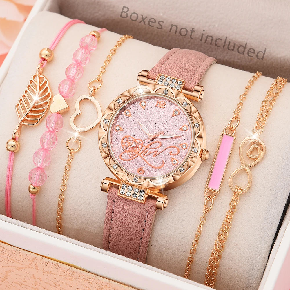 6PCS Set Watch For Women Luxury   Ladies