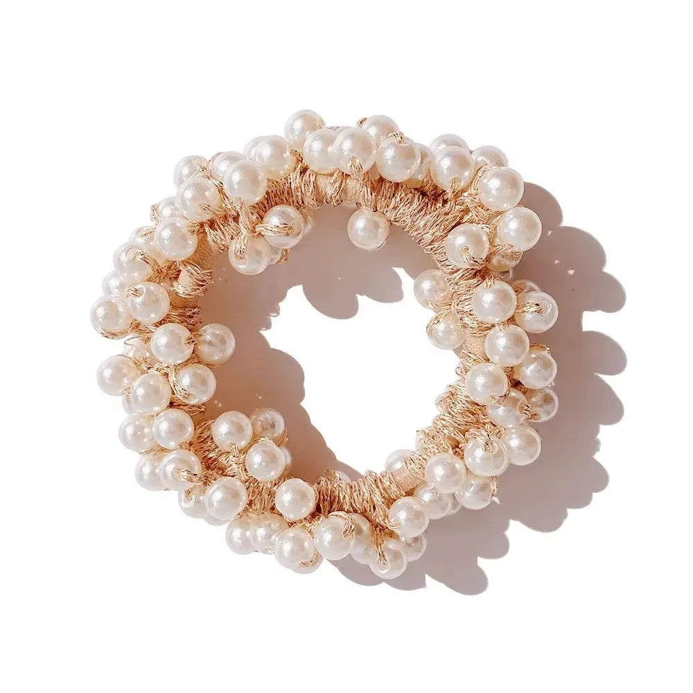 Elegant Lady Rubber Band Rope Pearl Hair