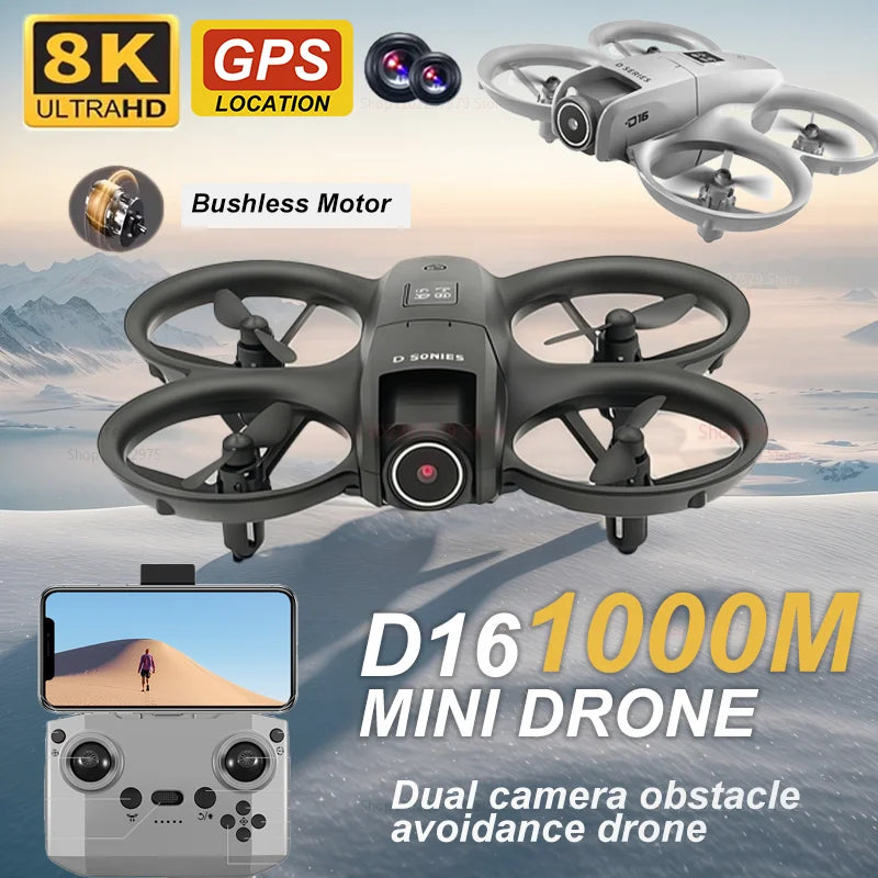 Drone With GPS Mini Optical Flow Obstacles Avoidance 8K Dual Camera 180°
