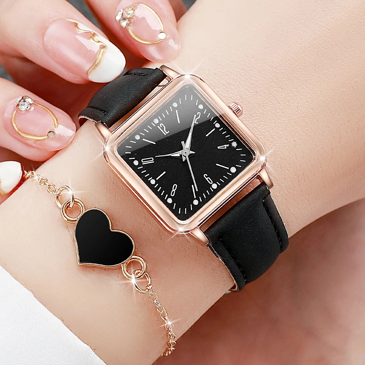 4PCS Fashion Minimalist Watch Luxury Men's and Women's