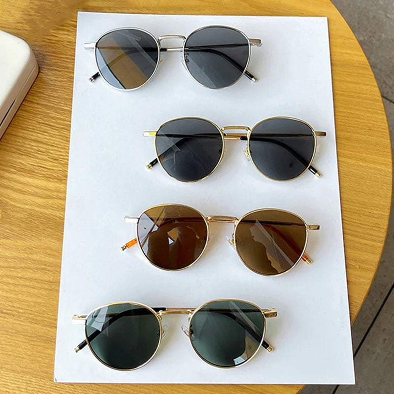 Retro Classic Round  Women Metal Frame Sunglasses
