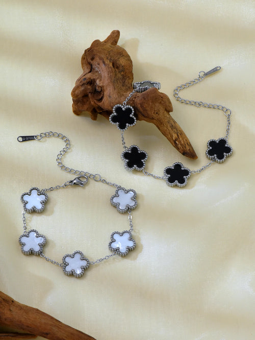 1 Piece Light Luxury Lucky Stainless Steel Five Flower Bracelet