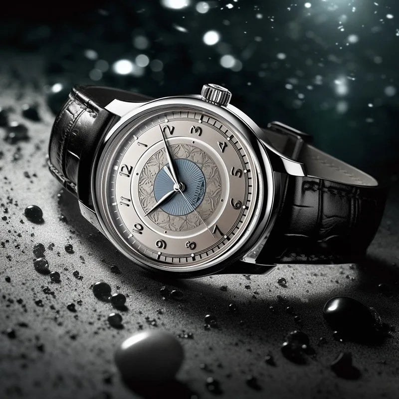 Fashion Men Business Black Leather Waterproof Quartz Watches