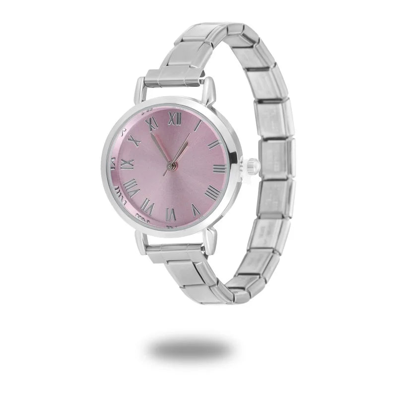 Men Women's Stainless Steel Round Simple Watch