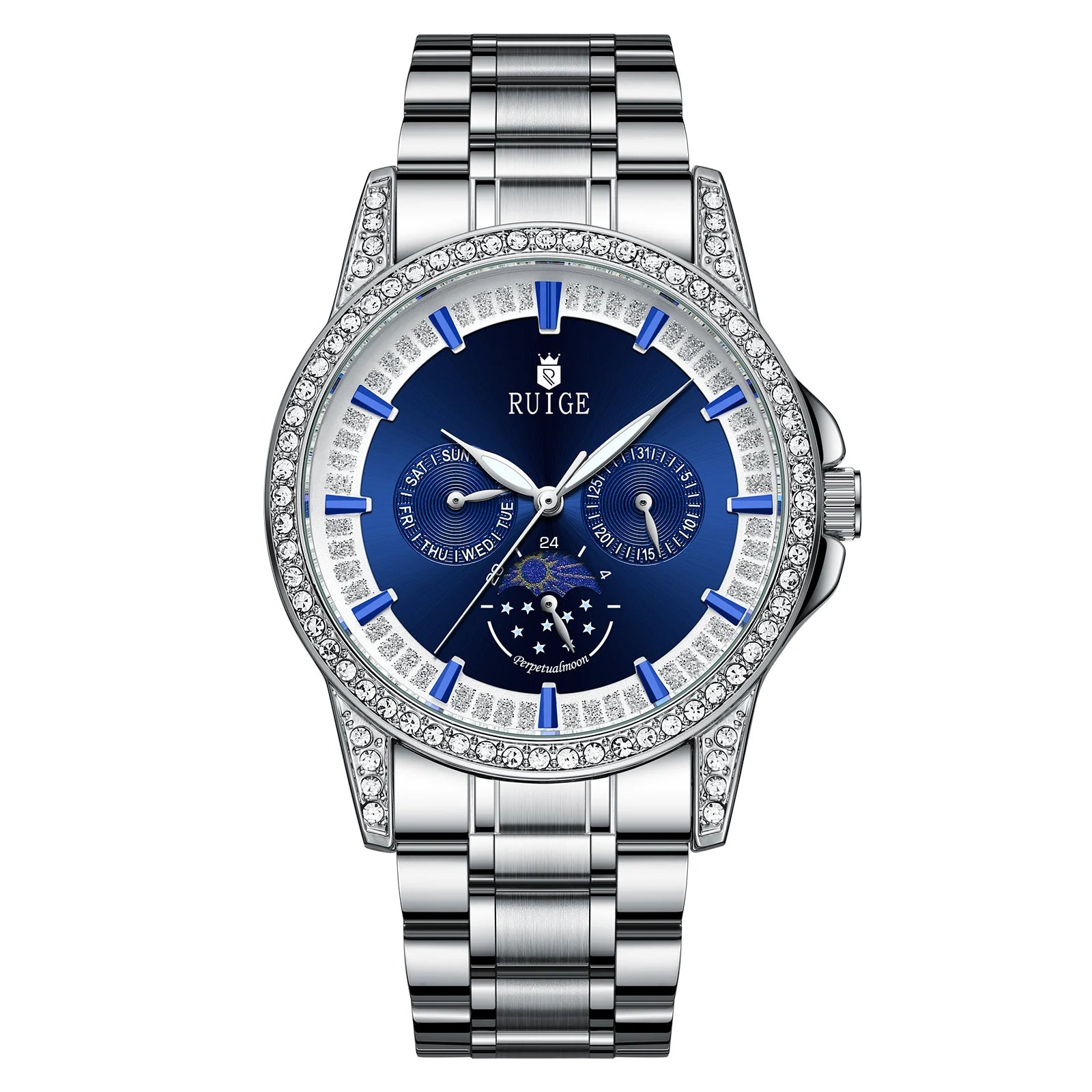 Watch Men's Famous Watch Genuine Leather Waterproof Blue Watch