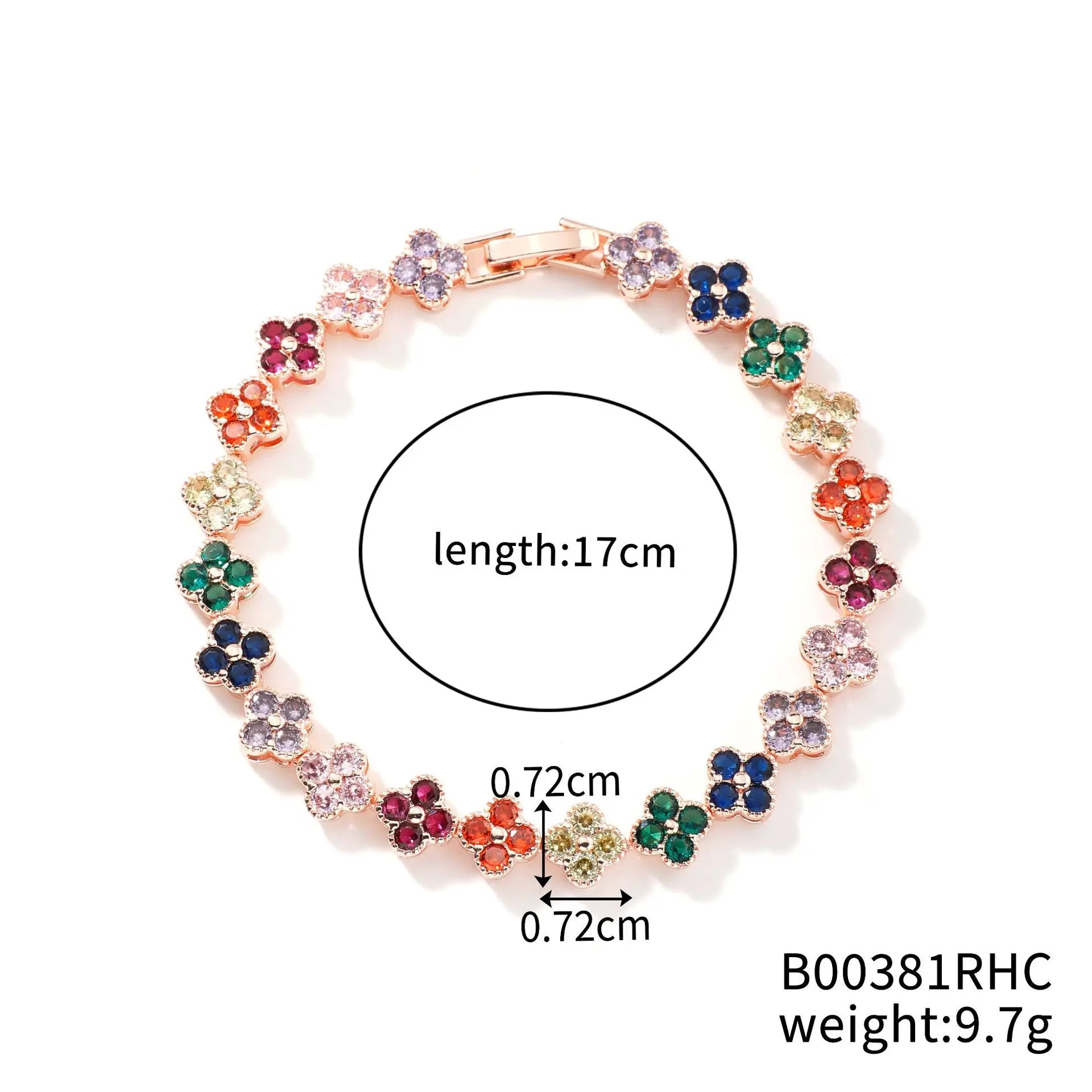 1pc Rainbow Colorful Clover Zircon Bracelet Fashion Charm Gorgeous