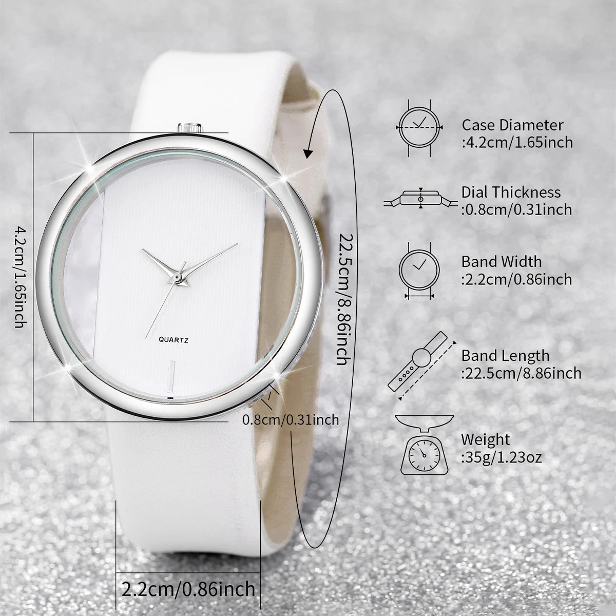 2PCS/Set Women's Watch Pearl Diamond Bracelet Set Fashion Hollow Dial Leather Band Quartz Watches(Without Box)