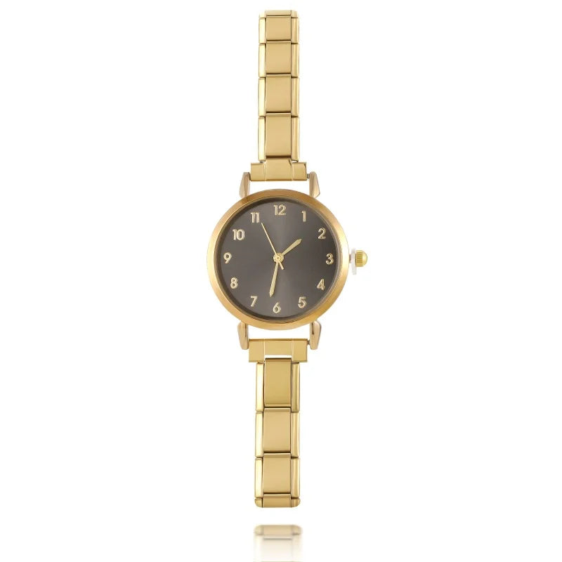 Men Women's Stainless Steel Round Simple Watch