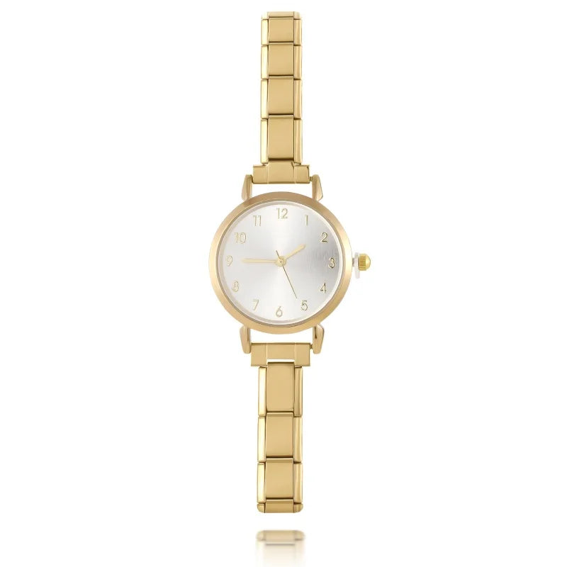 Men Women's Stainless Steel Round Simple Watch