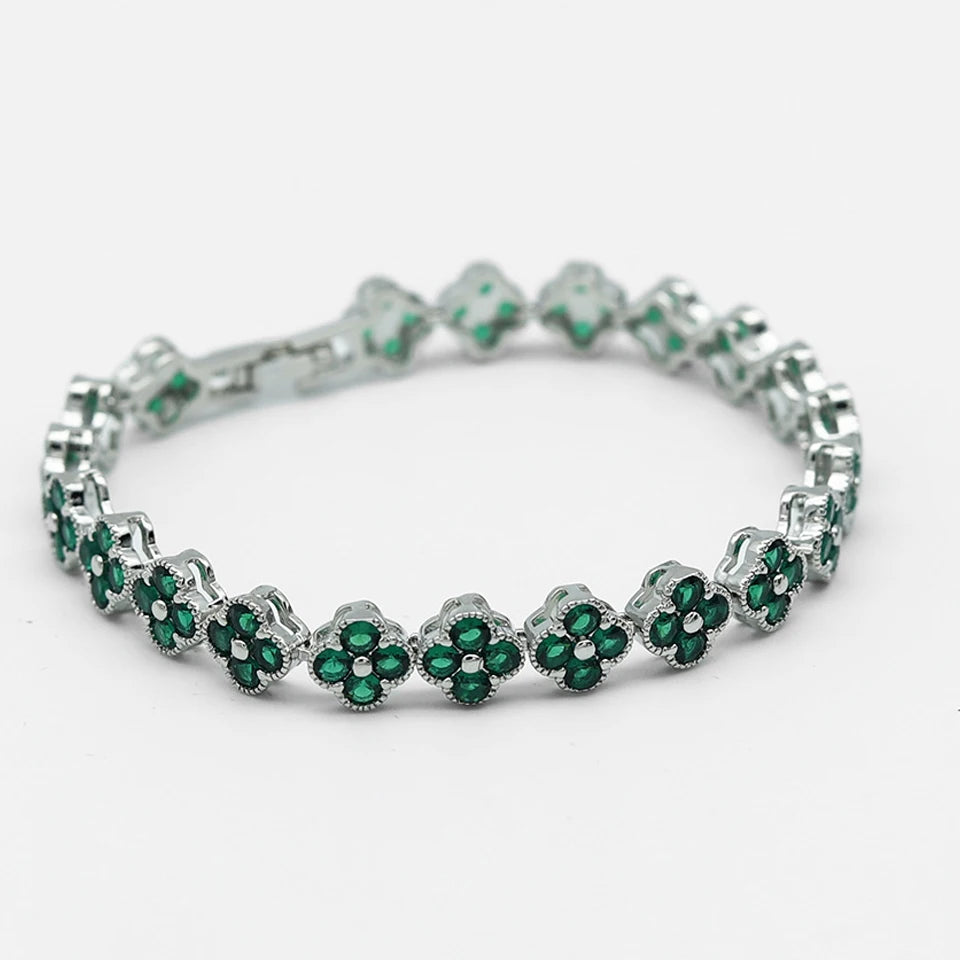 Luxury Brass Colorful Random Zircon Flowers Bracelets