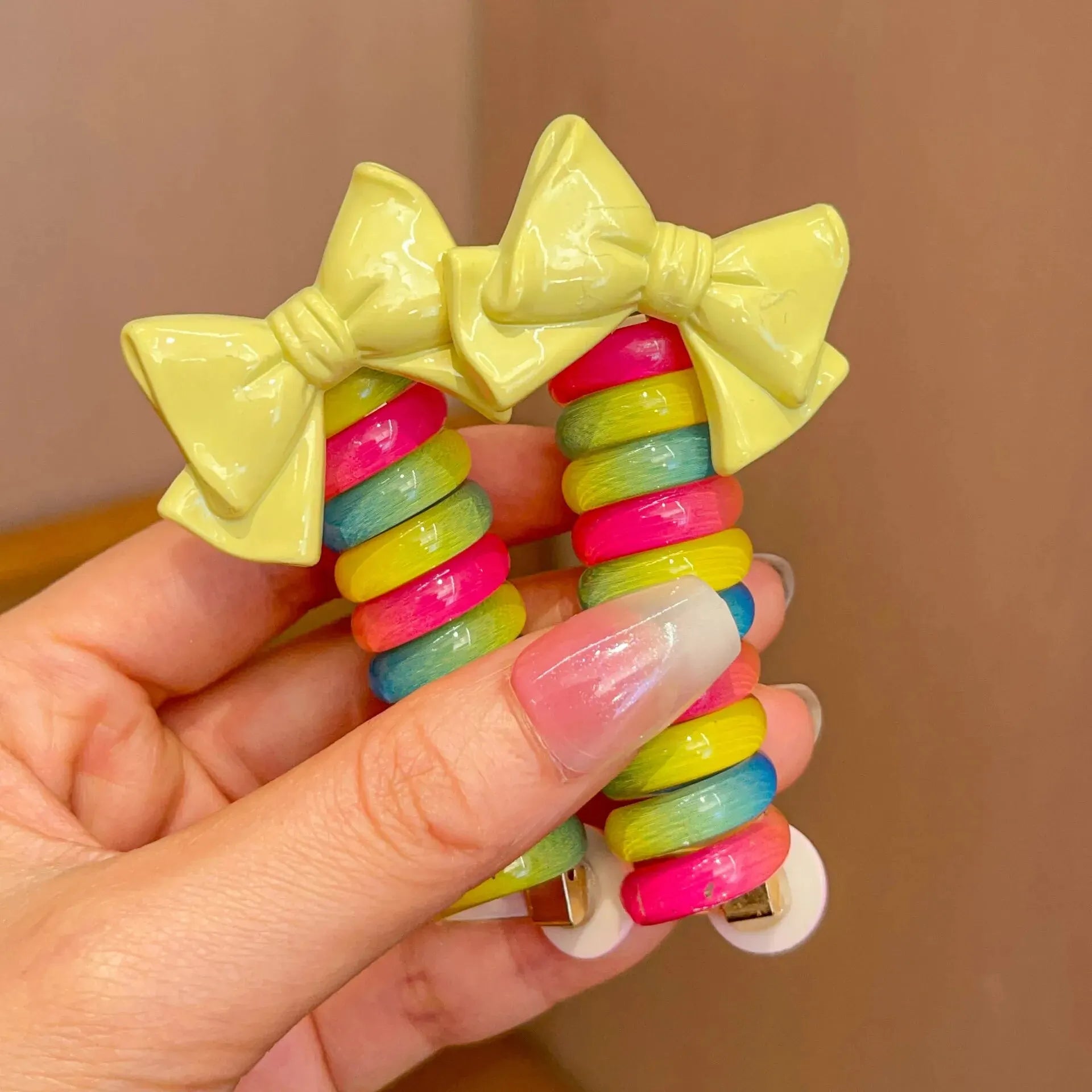 2Pcs Girls Elastic Rubber Bands Children Telephone Wire Hair