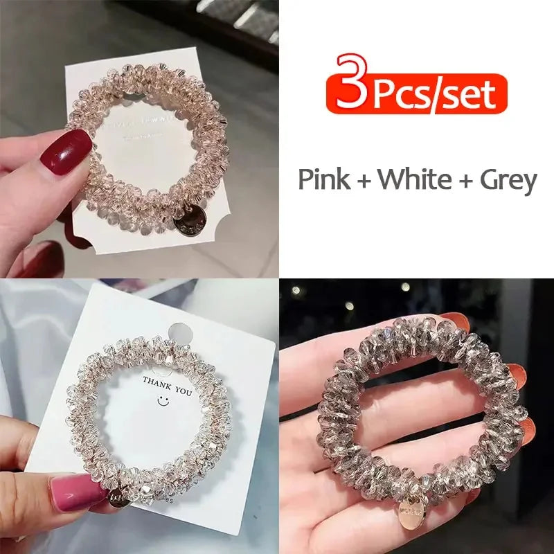 3pcs/set Crystal Pearl Beads Elastic Bands