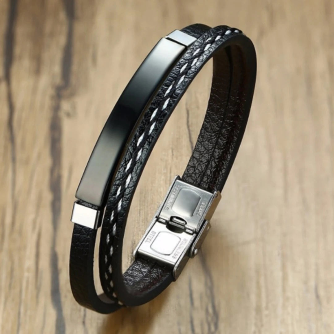 New Trendy Men Leatherwear Weave Bracelet