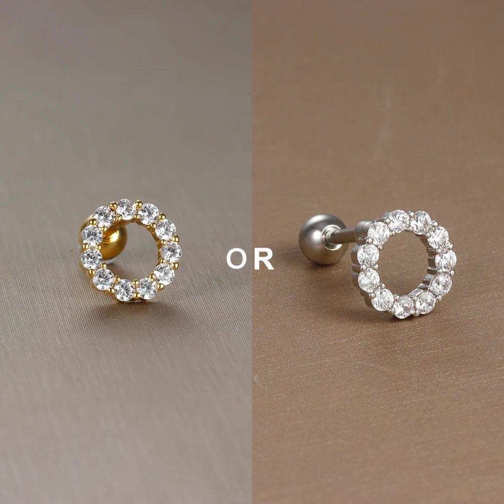 1PC  Stainless Steel Mini Zircon Cartilage Piercing Stud Earring