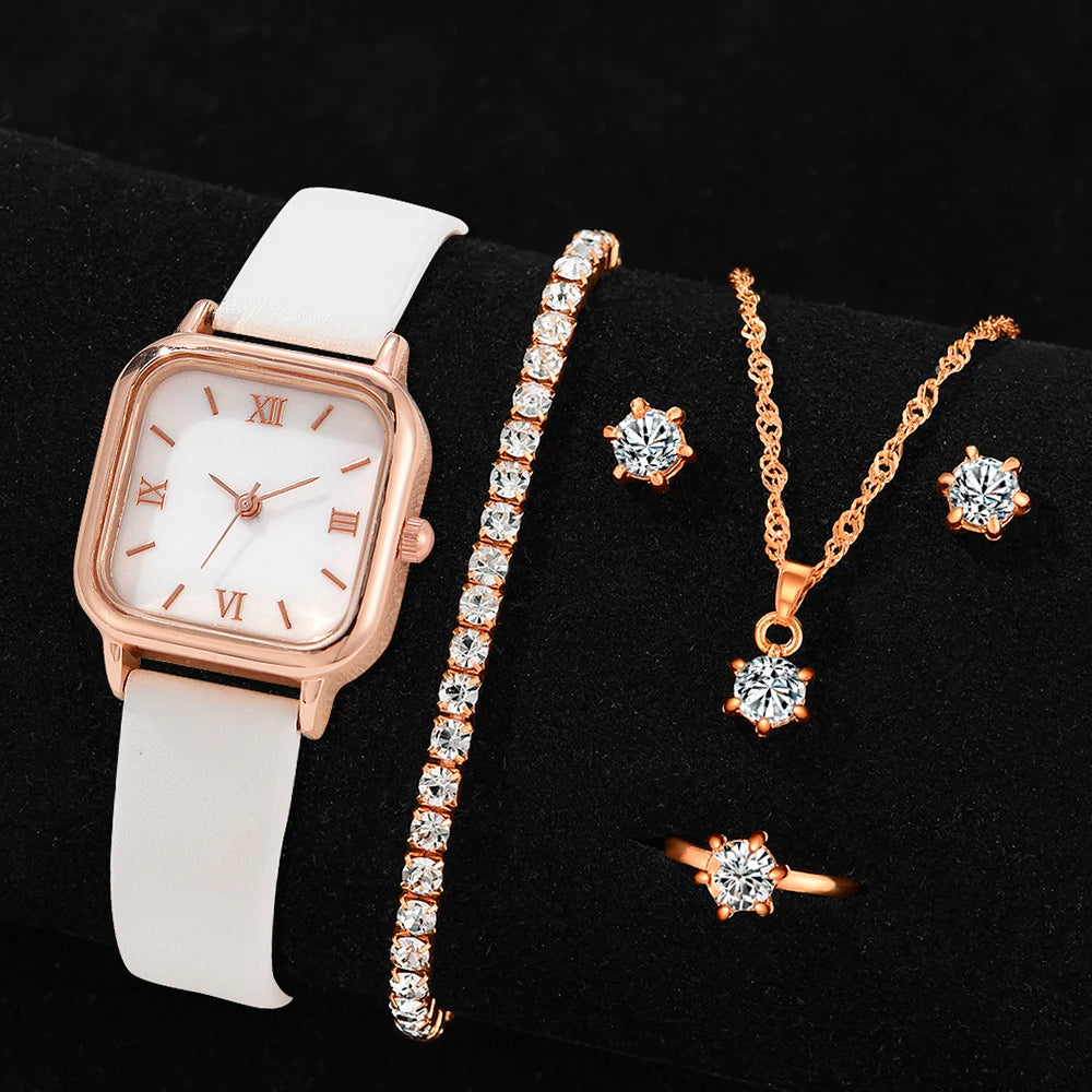 4PCS Fashion Minimalist Watch Luxury Men's and Women's
