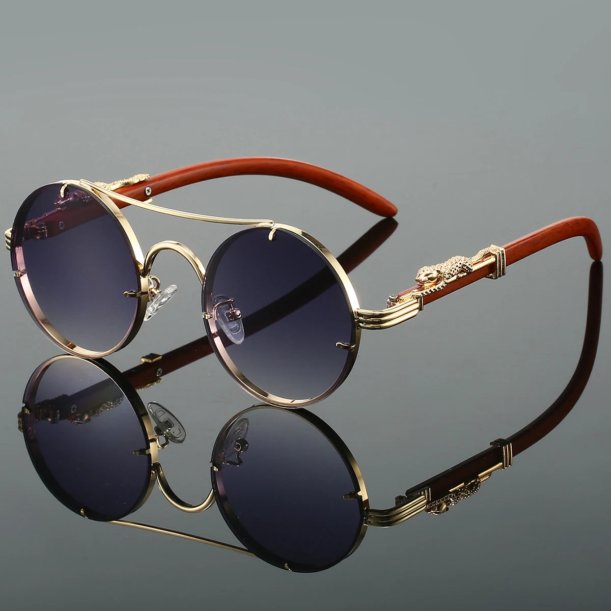 Vintage Round Sunglasses Fashion Double Multicolor