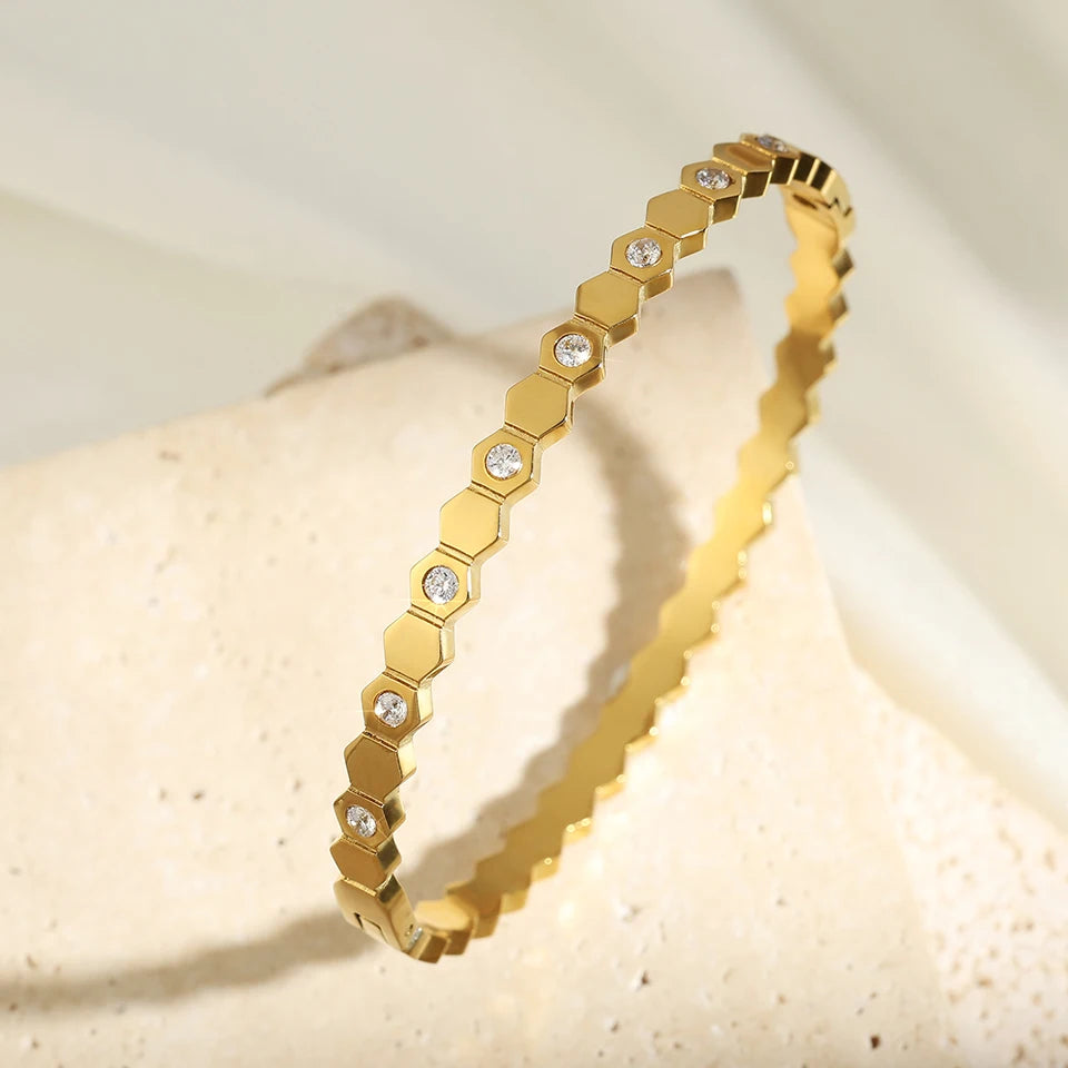 Stainles Steel Open Hexagon Bracelet For Women High-quality