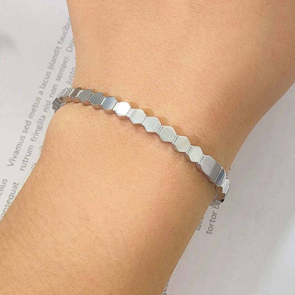 Stainles Steel Open Hexagon Bracelet For Women High-quality