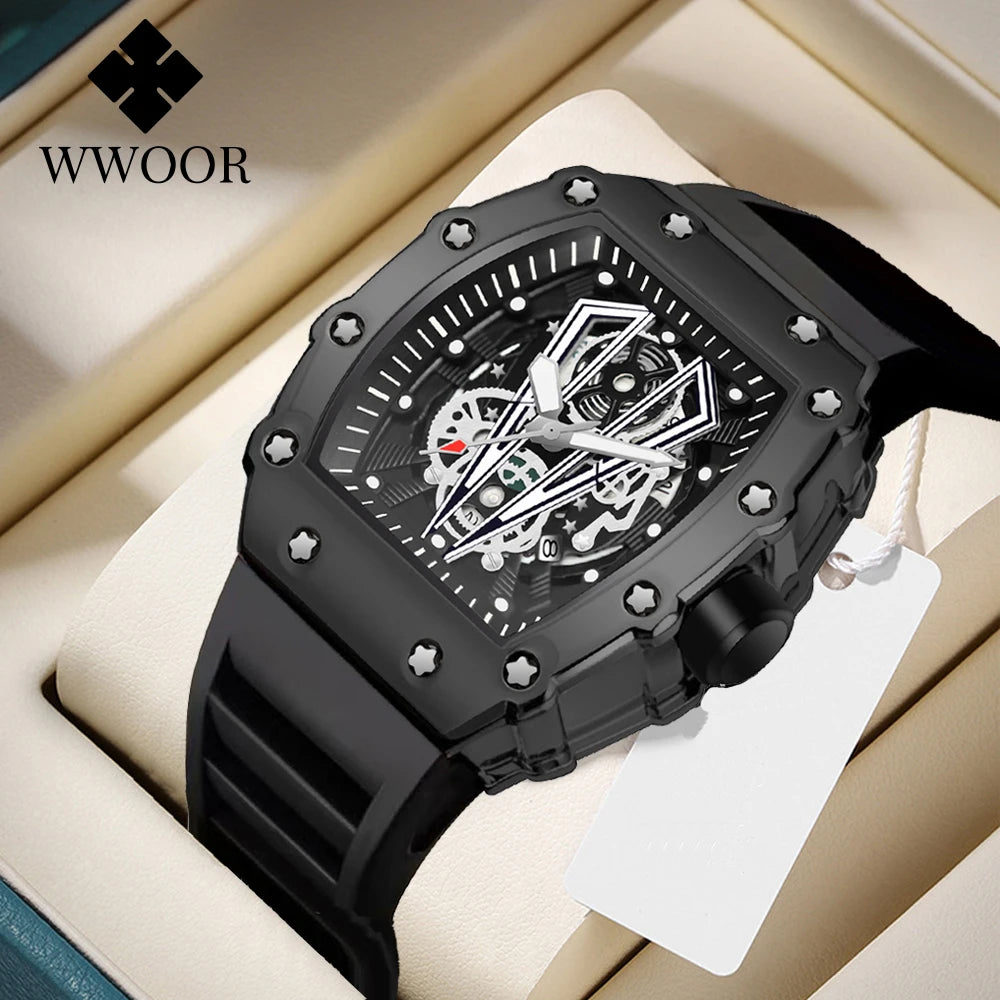 Watches Luxury Fashion Large Dial Quartz Clock 30M Waterproof Sport Square Luminous Watch For Men Silicone Strap Man