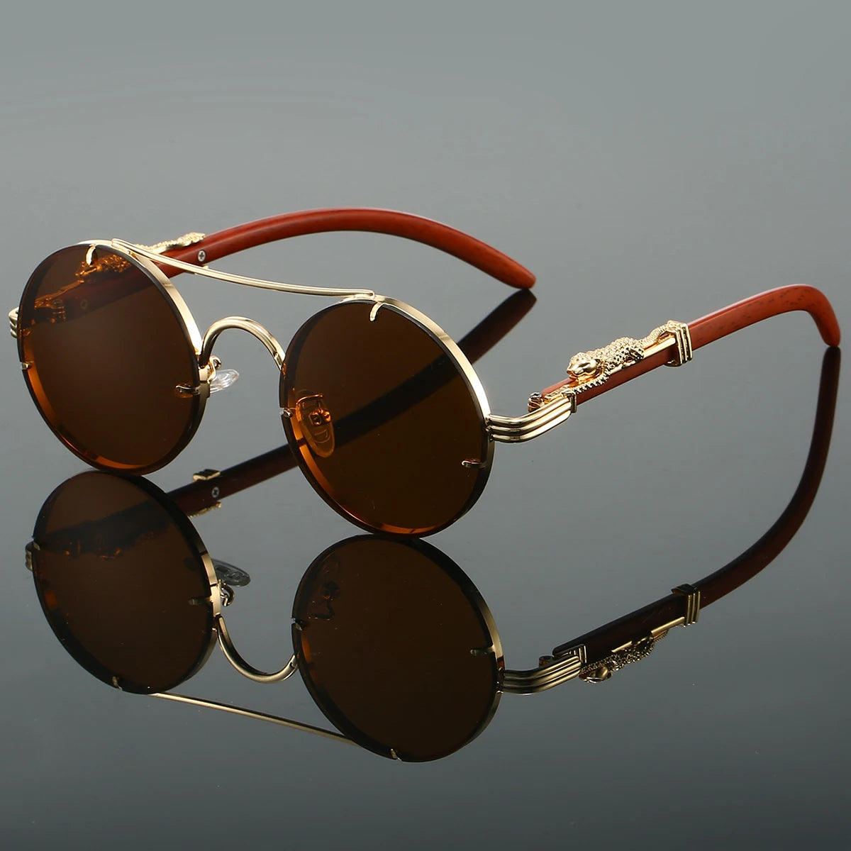 Vintage Round Sunglasses Fashion Double Multicolor