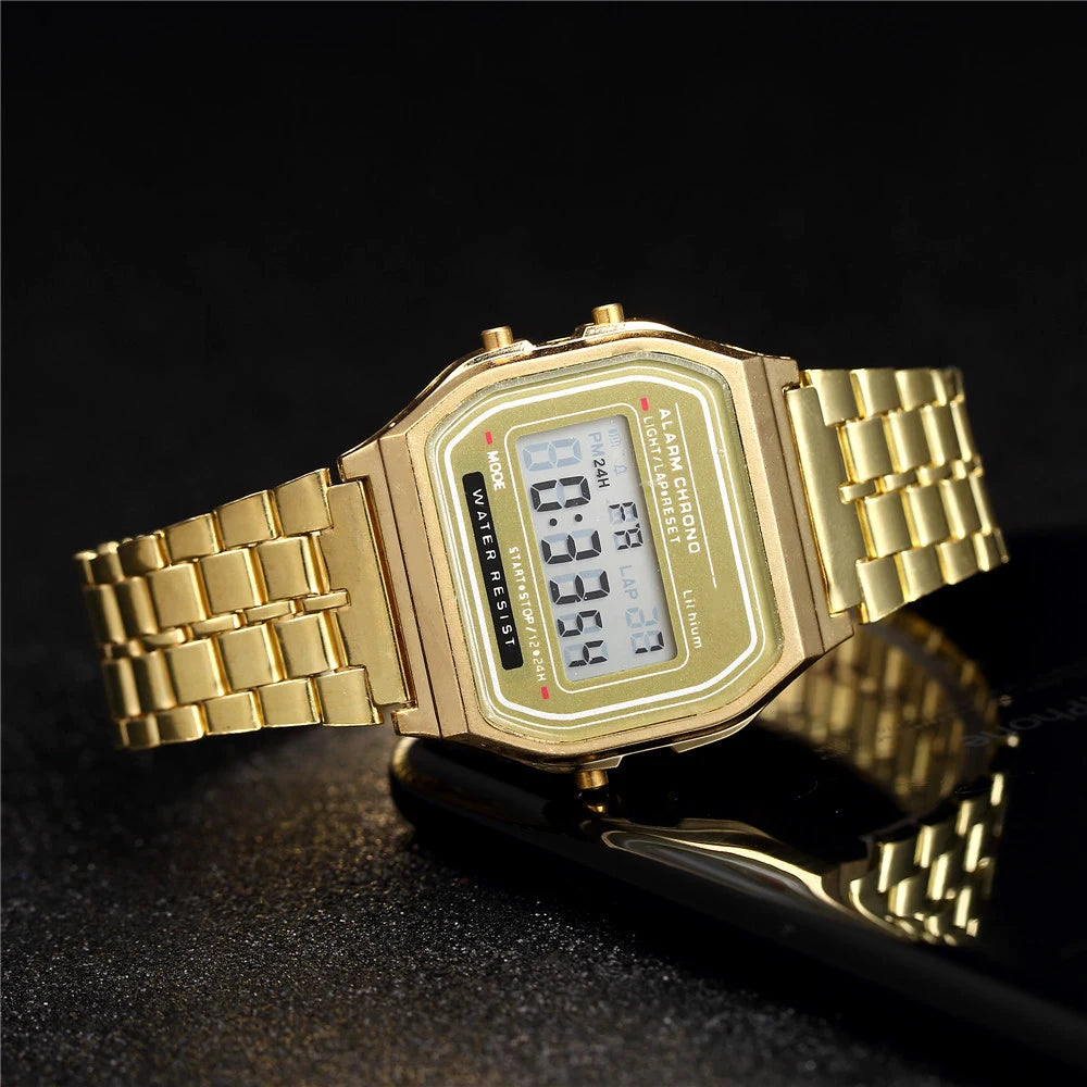 Digital Watches For Waterproof Bracelet Clock Gold