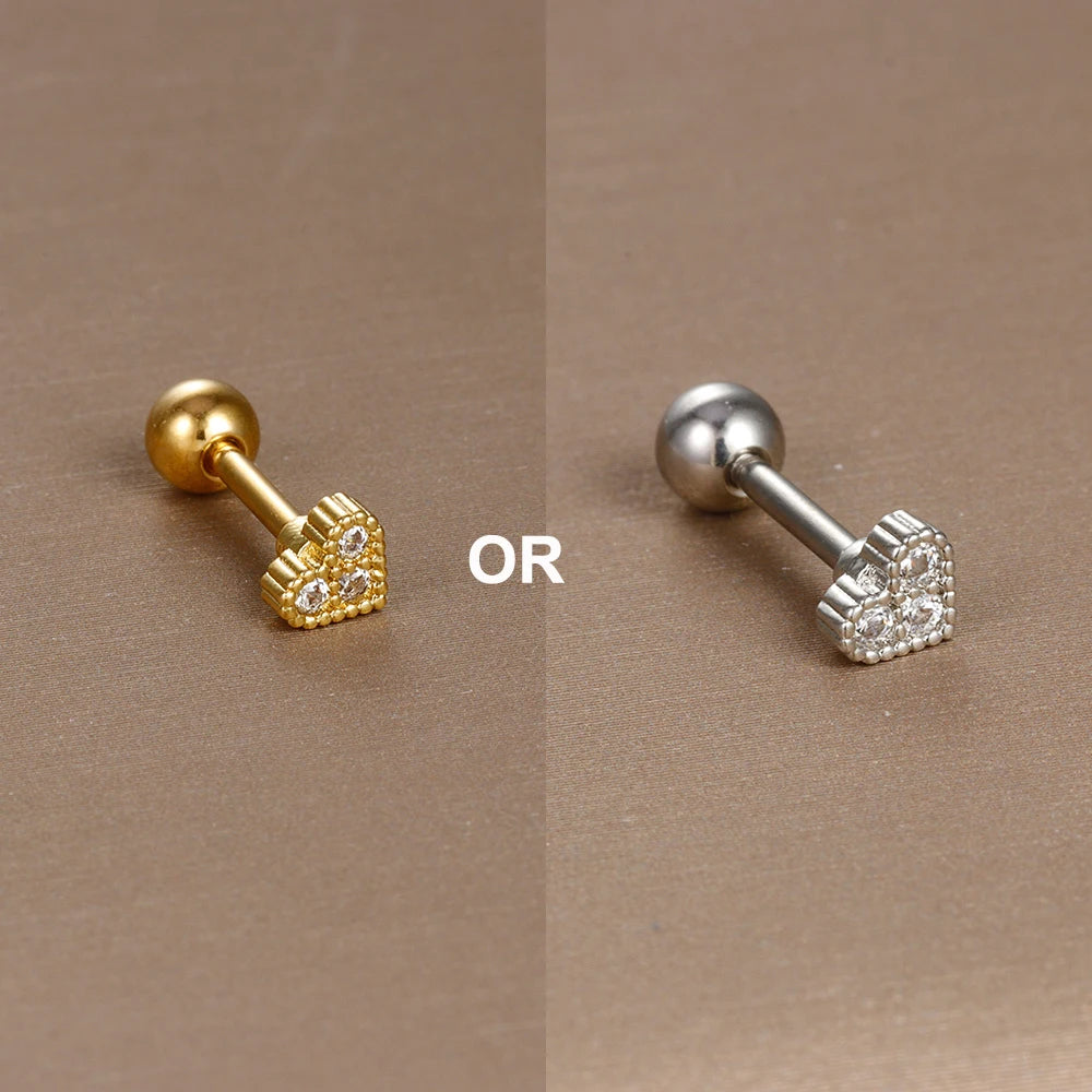 1PC  Stainless Steel Mini Zircon Cartilage Piercing Stud Earring
