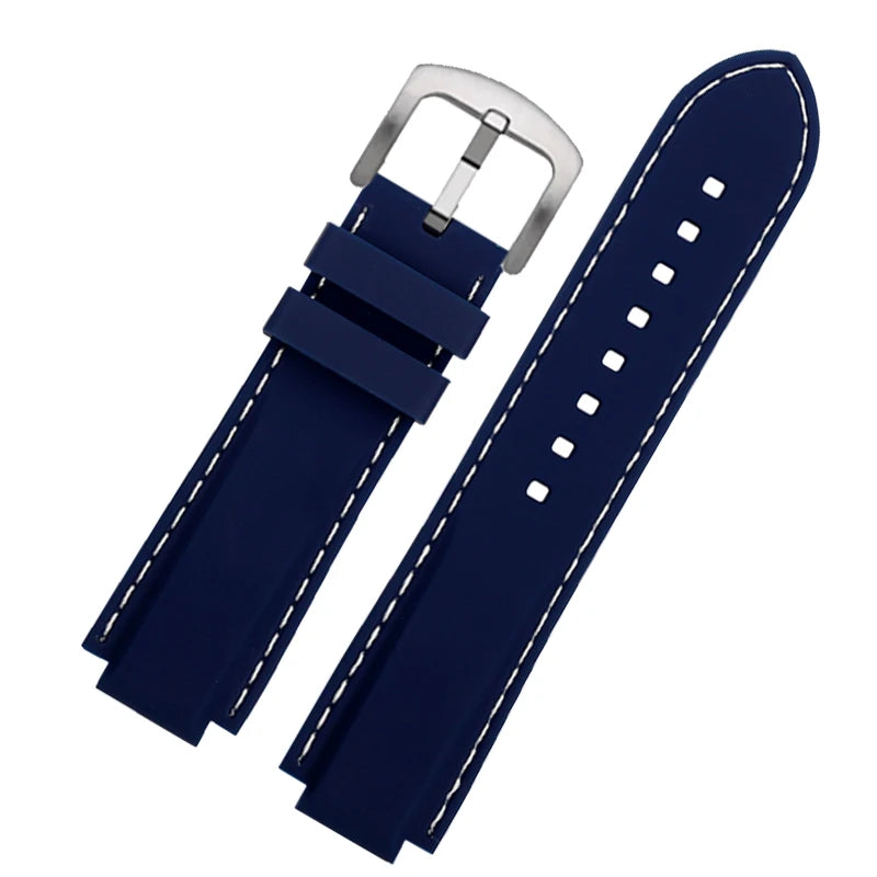 Men's waterproof soft Silicone Rubber Watchband strap with tools Screw pins