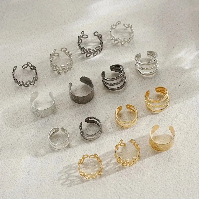5/15 Pcs Set Of Hollow Leaf Design Clip On Earrings,