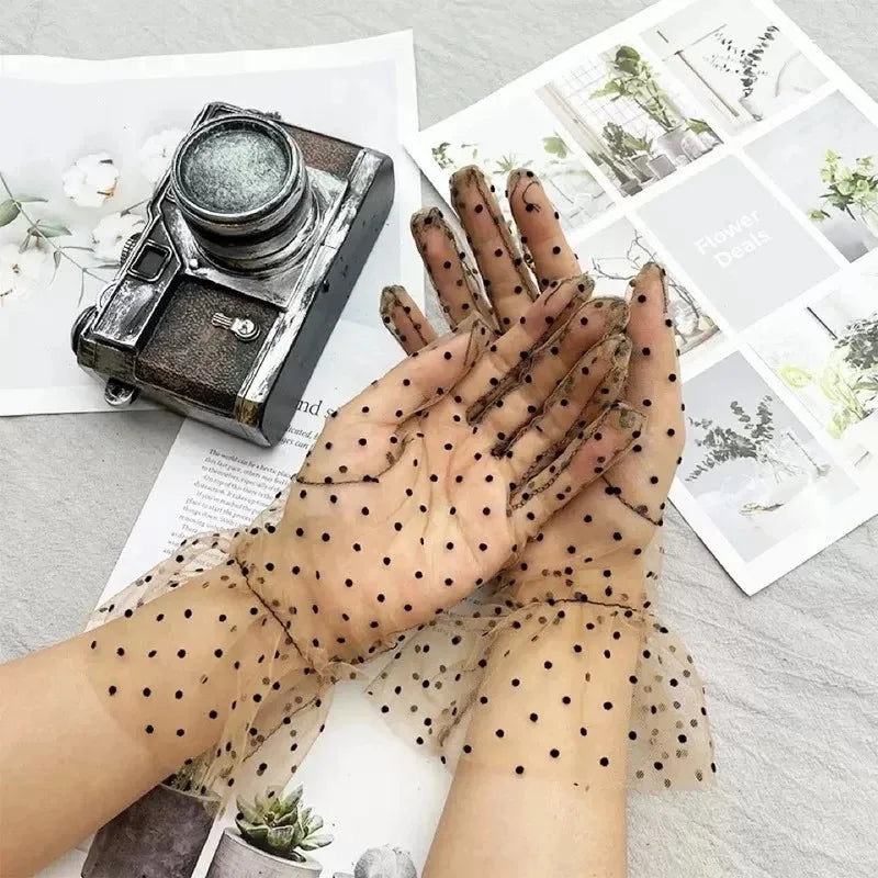 1pc Sexy Transparentes Dot Print Black White Mesh Tulle
