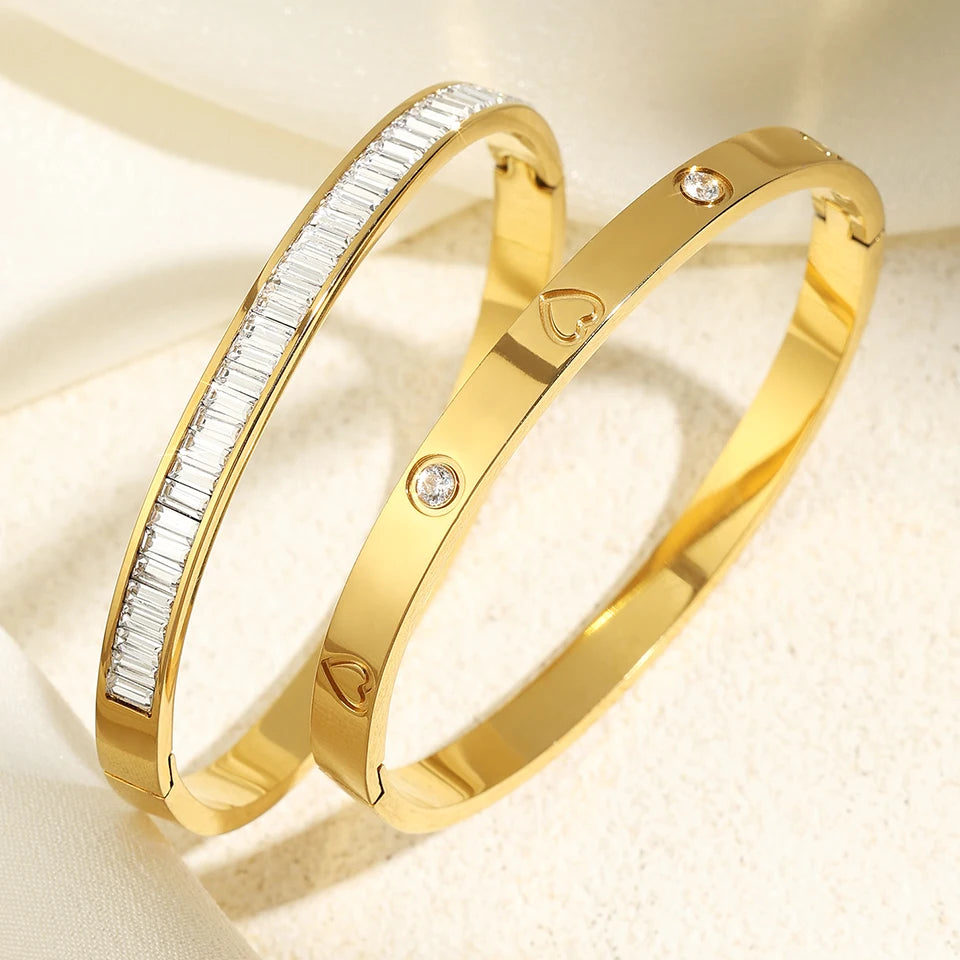 2 Pieces Stainless Steel Bangle Bracelet