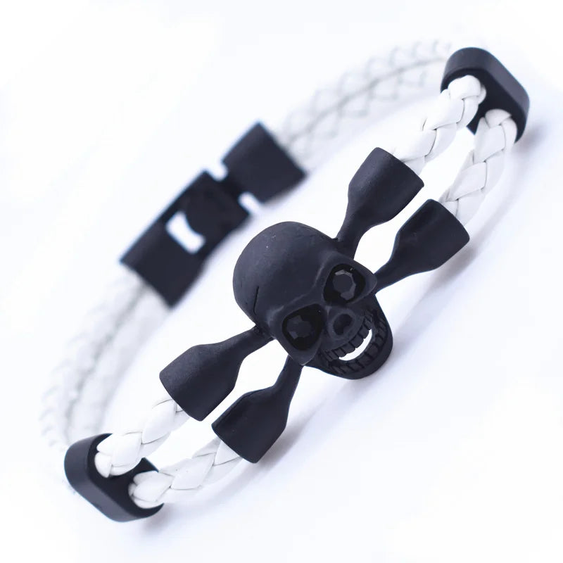 Vintage Black Skeleton Skull Charm Bracelets Bangles