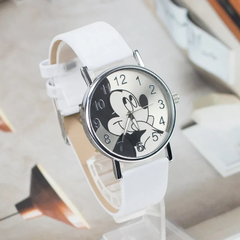 Disney Mickey Children's Watches For Kids Leather Strap Ladies