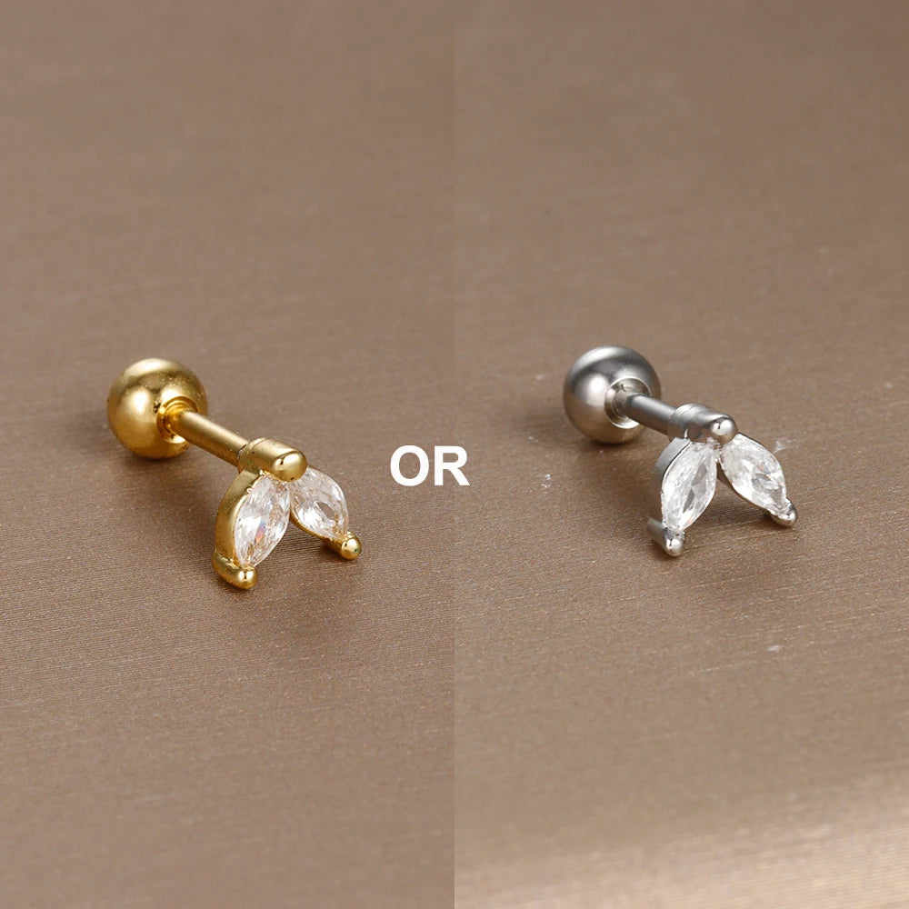 1PC  Stainless Steel Mini Zircon Cartilage Piercing Stud Earring