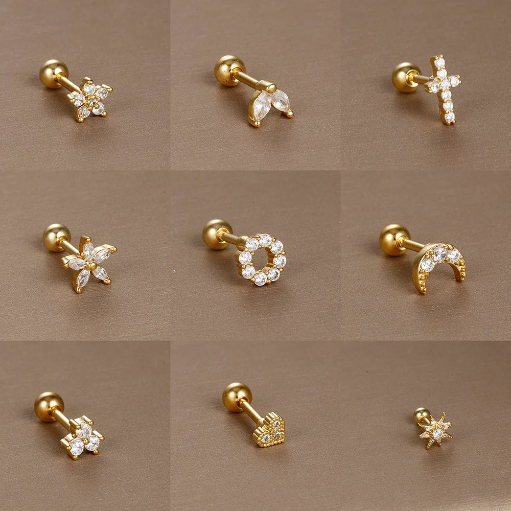 1PC  Stainless Steel Mini Zircon Cartilage Piercing Stud Earring