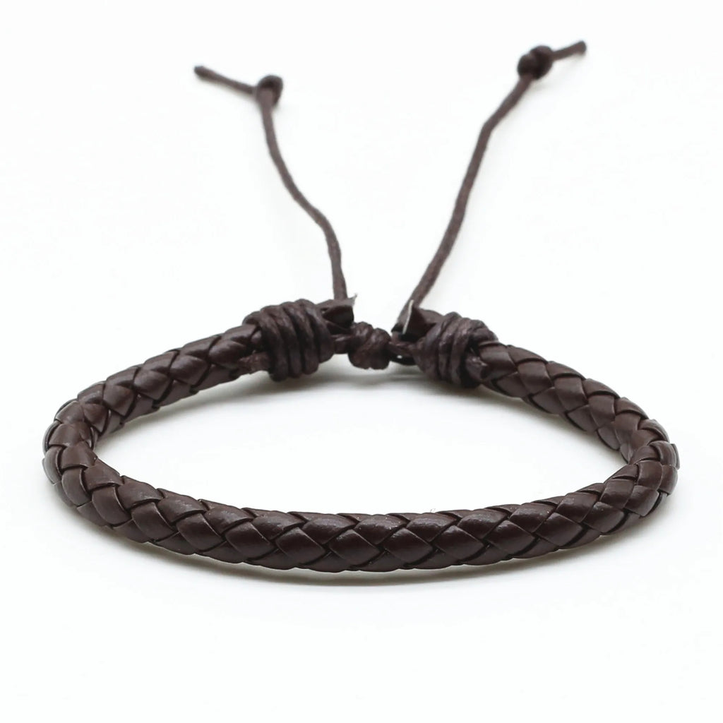 Brown  Braided Men Bracelets For Women Wristbands Bangle Male