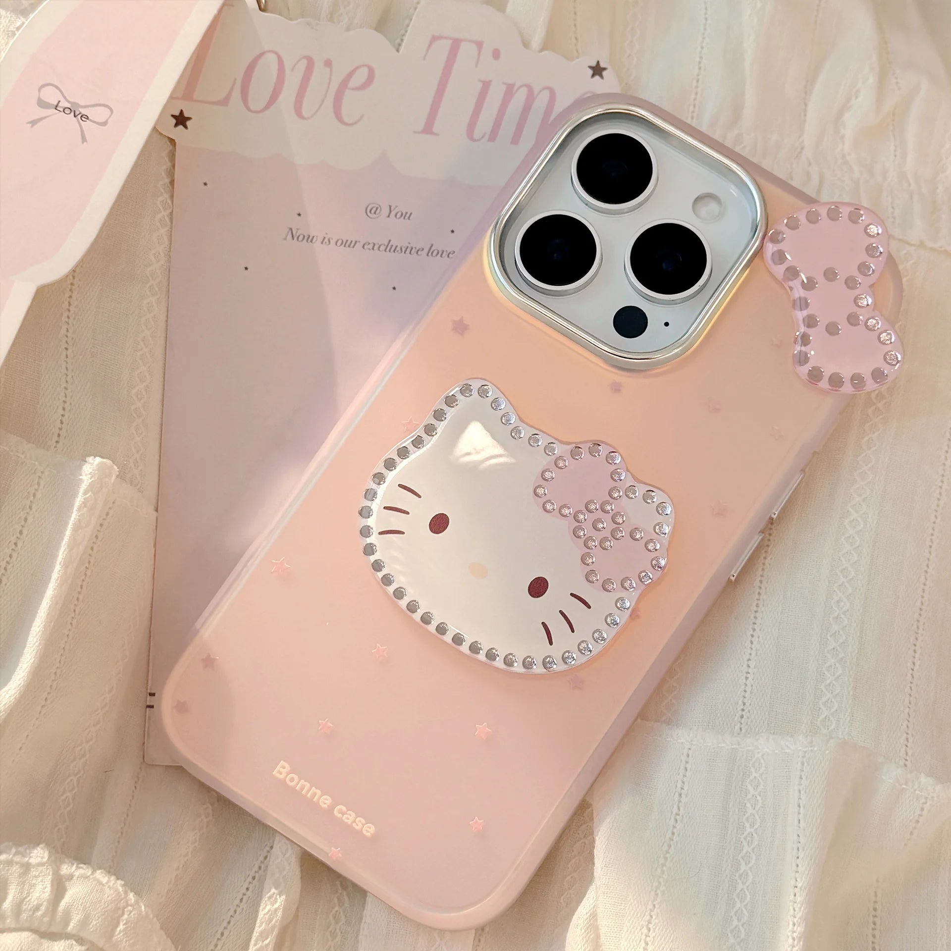 3D Cartoon Hello Kitty Bowknot Laser Phone Case